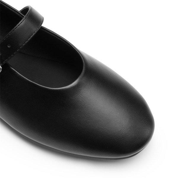 Women’s Cushioned Mary Jane Flats - BLACK-PU - 5