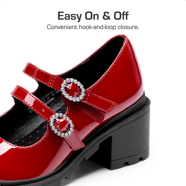 Girls’ Double-Strap Mary Jane Shoes - RED - 4