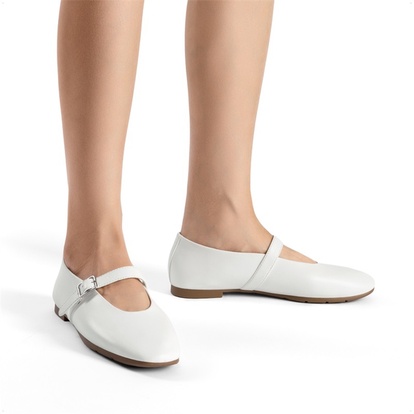Women’s Cushioned Mary Jane Flats - WHITE - 7