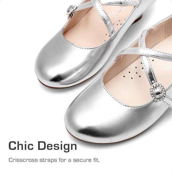 Girls’ Dressy Non-Slip Mary Jane Shoes - SILVER - 2