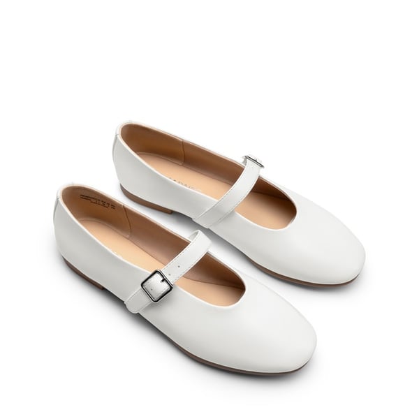 Women’s Cushioned Mary Jane Flats - WHITE - 2