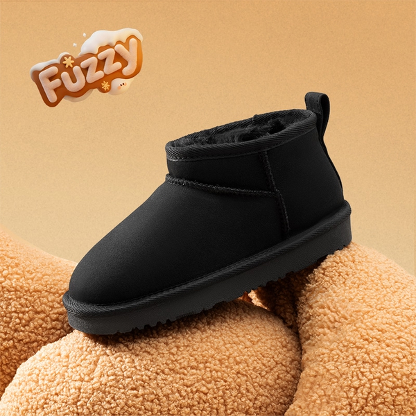 Kids’ Cozy Faux Suede Winter Boots - BLACK - 4