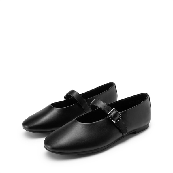 Women’s Cushioned Mary Jane Flats - BLACK-PU - 6