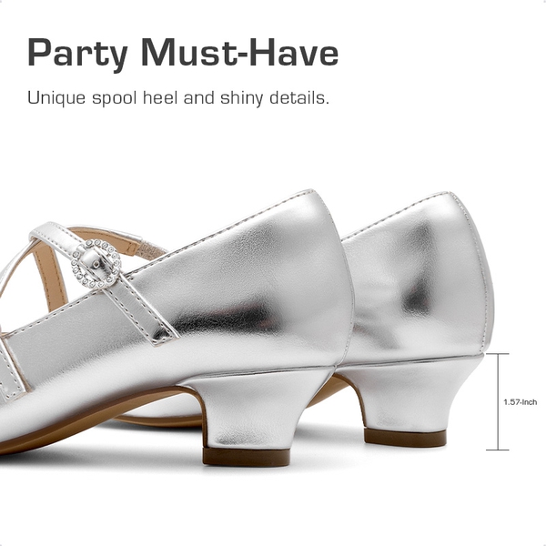 Girls’ Dressy Non-Slip Mary Jane Shoes - SILVER - 1