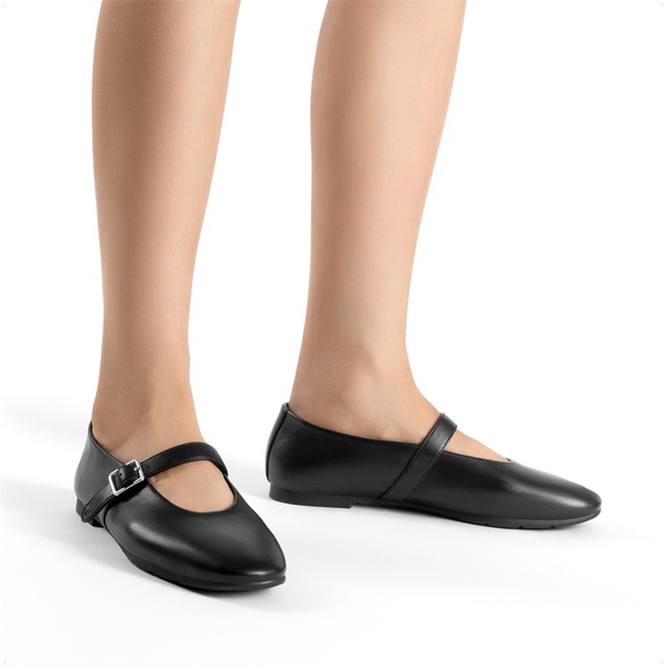 Women’s Cushioned Mary Jane Flats - BLACK-PU - 7