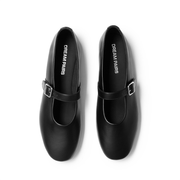 Women’s Cushioned Mary Jane Flats - BLACK-PU - 3