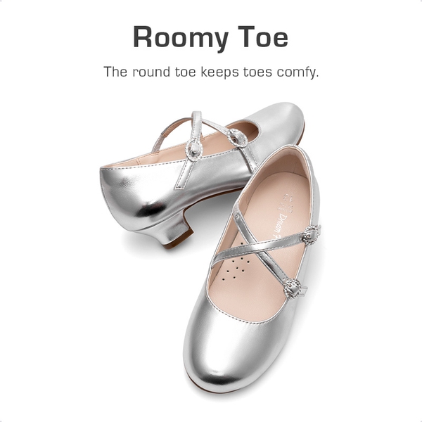 Girls’ Dressy Non-Slip Mary Jane Shoes - SILVER - 4