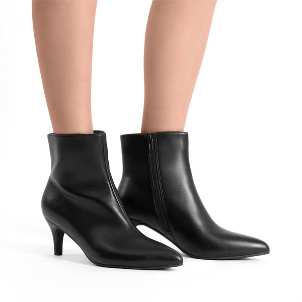 Women’s Pointed-Toe Stiletto Ankle Boots - BLACK-PU - 6