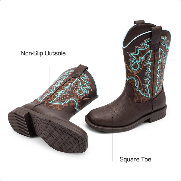 Boys’ Camouflage Western Cowboy Boots - BROWN/LEOPARD - 3