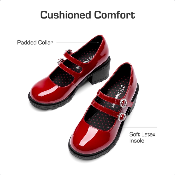 Girls’ Double-Strap Mary Jane Shoes - RED - 1
