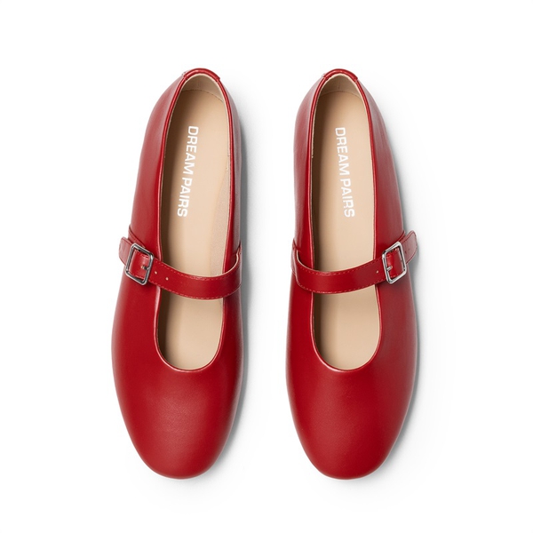 Women’s Cushioned Mary Jane Flats - RED - 3