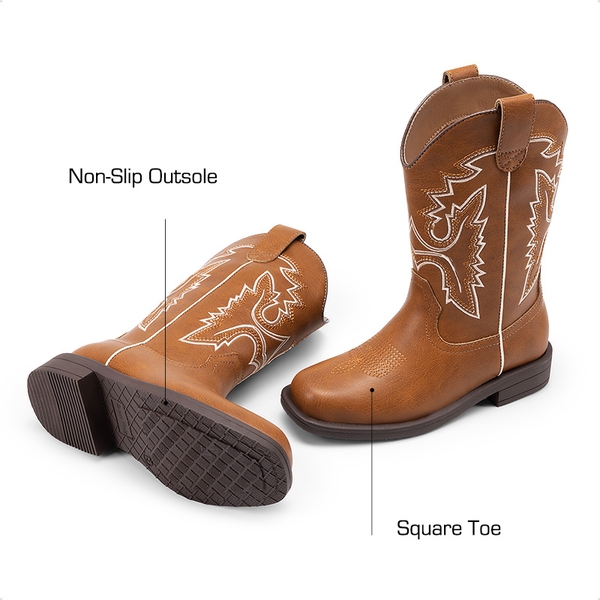Boys’ Camouflage Western Cowboy Boots - BROWN - 3