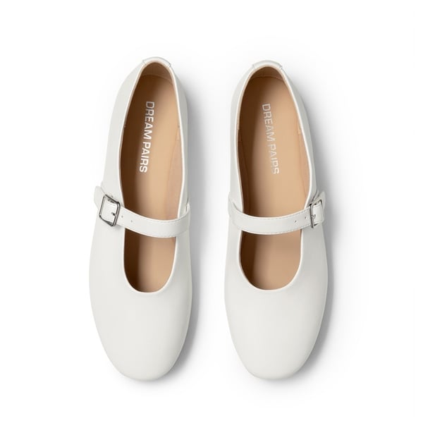 Women’s Cushioned Mary Jane Flats - WHITE - 3