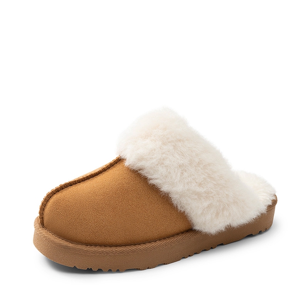 Kids’ Cozy Faux Suede Non-Slip Slippers - CAMEL -  0