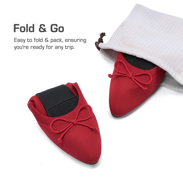 Women’s Foldable Breathable Bow Flats - RED - 4