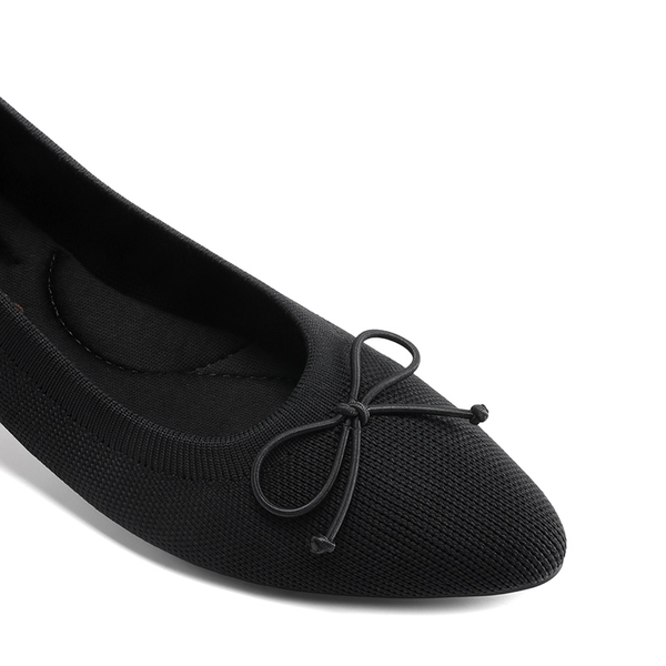 Ascenelle Women’s Foldable Breathable Bow Flats Knit Edition - BLACK - 3