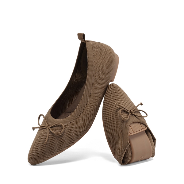 Women’s Foldable Breathable Bow Flats - BROWN -  0
