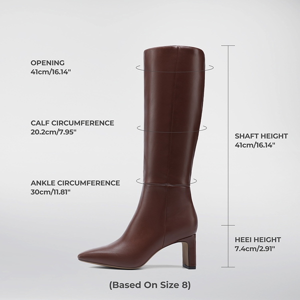 Women’s Classic Knee-High Block Boots - BROWN-PU - 1