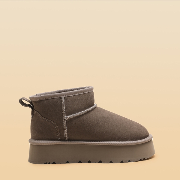 [Fuzzy Classic Maren] Women’s Suede Faux Fur Snow Boots - TAUPE - 1