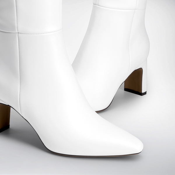 Women’s Classic Knee-High Block Boots - WHITE - 3