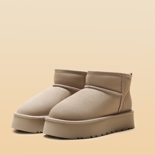[Fuzzy Classic Maren] Women’s Suede Faux Fur Snow Boots - SAND - 3