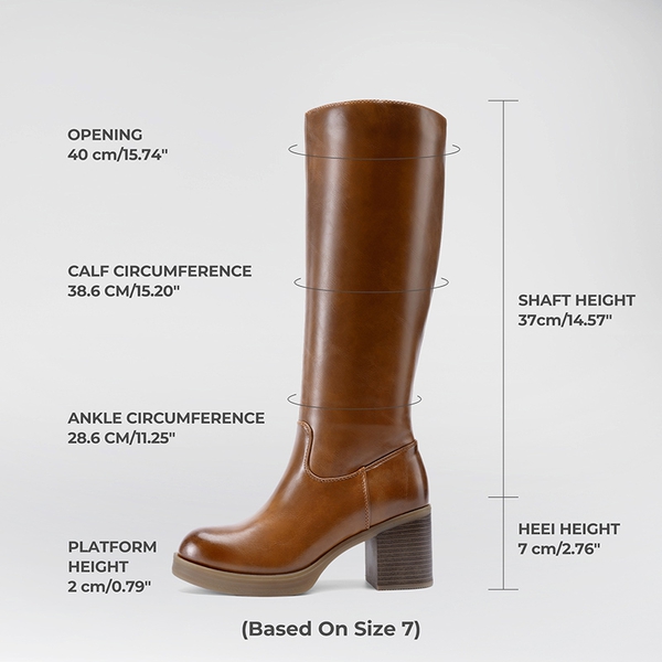 Women’s Knee-High Block Heel Boots - BROWN - 1