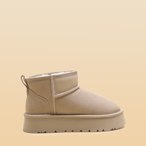 [Fuzzy Classic Maren] Women’s Suede Faux Fur Snow Boots - SAND - 2
