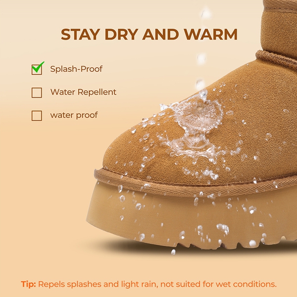 [Fuzzy Classic Maren] Women’s Suede Faux Fur Snow Boots - CHESTNUT - 4