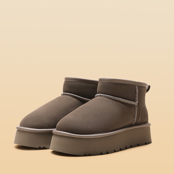 [Fuzzy Classic Maren] Women’s Suede Faux Fur Snow Boots - TAUPE - 2