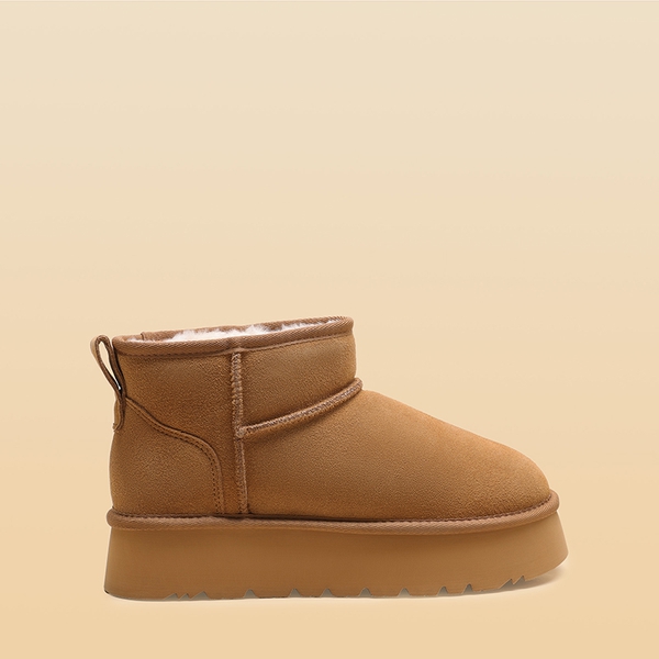 [Fuzzy Classic Maren] Women’s Suede Faux Fur Snow Boots - CHESTNUT - 1