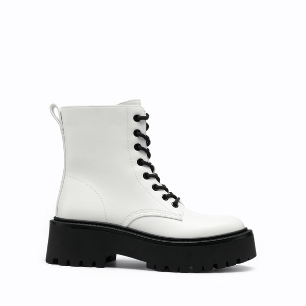 Women’s Lace-Up Combat Ankle Boots - WHITE - 1