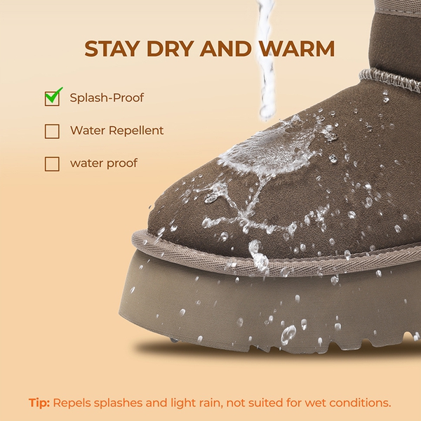 [Fuzzy Classic Maren] Women’s Suede Faux Fur Snow Boots - TAUPE - 4