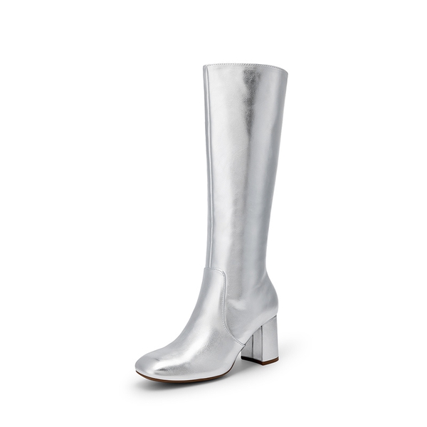 Women’s Sculpted Knee-High Boots - SILVER -  0
