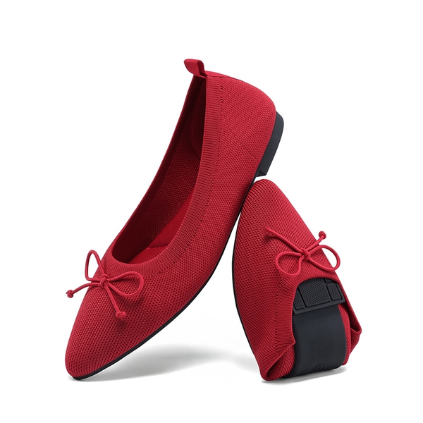Women’s Foldable Breathable Bow Flats - RED -  0