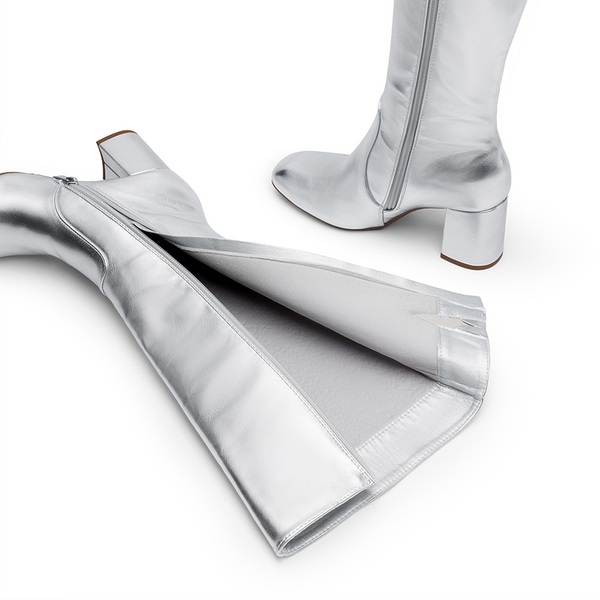 Women’s Sculpted Knee-High Boots - SILVER - 5