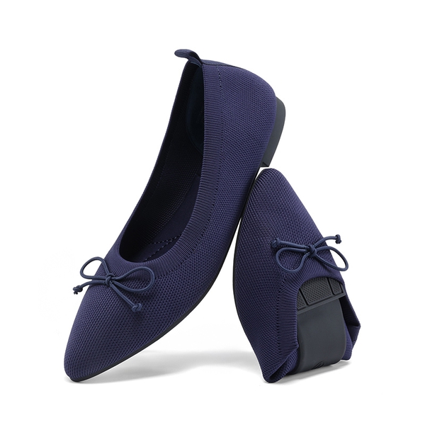 Women’s Foldable Breathable Bow Flats - NAVY -  0
