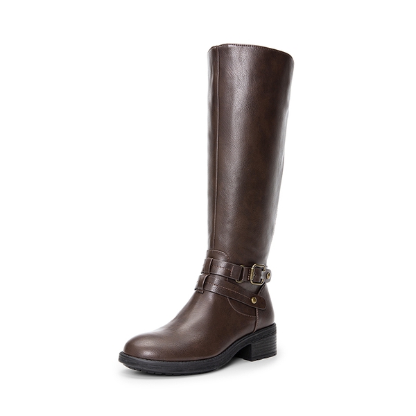 Women’s Wide-Calf Retro Knee-High Zipper Boots - BROWN -  0