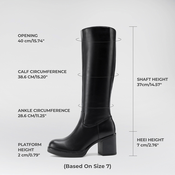 Women’s Knee-High Block Heel Boots - BLACK - 1