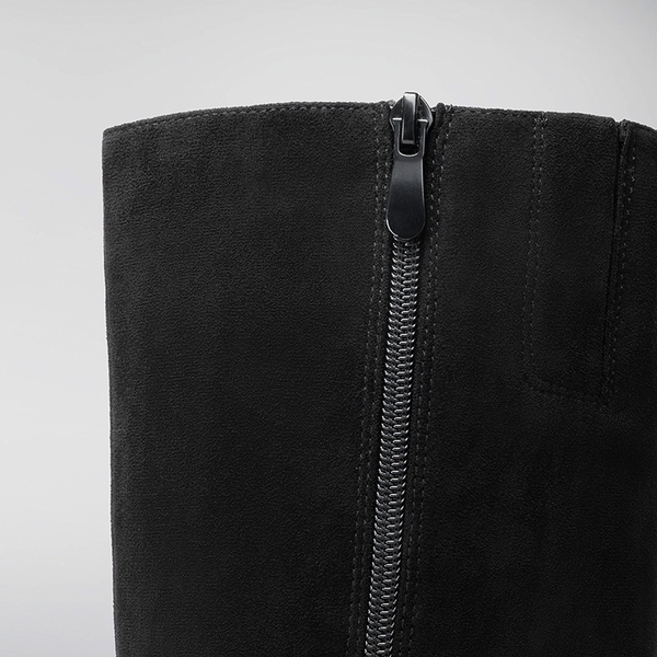 Women’s Classic Knee-High Block Boots - BLACK-SUEDE - 4