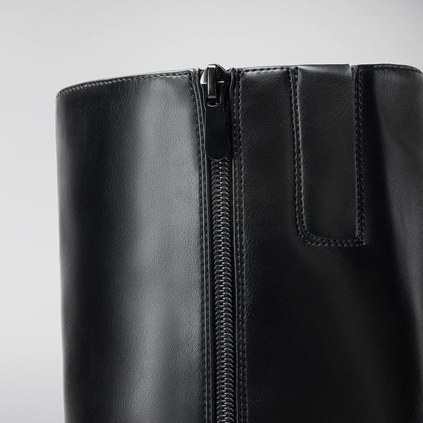 Women’s Classic Knee-High Block Boots - BLACK-PU - 4