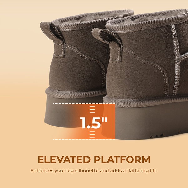 [Fuzzy Classic Maren] Women’s Suede Faux Fur Snow Boots - TAUPE - 5