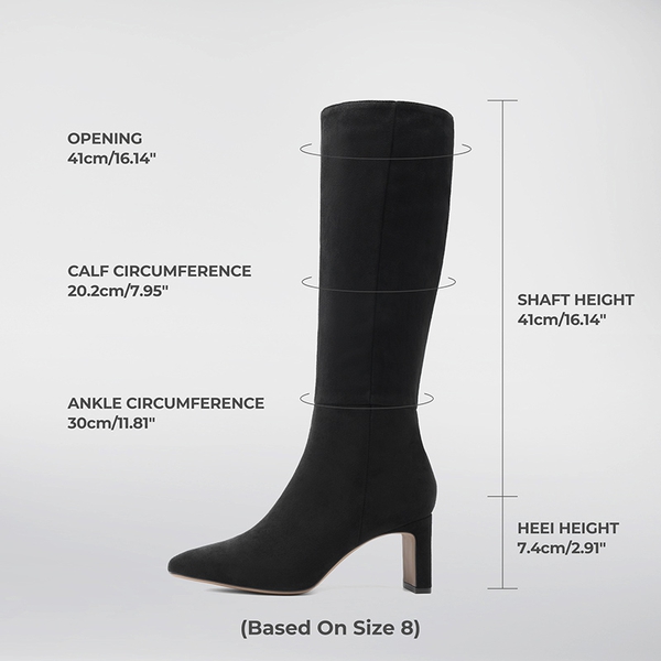Women’s Classic Knee-High Block Boots - BLACK-SUEDE - 1