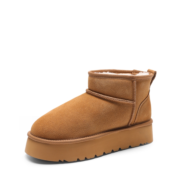 [Fuzzy Classic Maren] Women’s Suede Faux Fur Snow Boots - CHESTNUT -  0