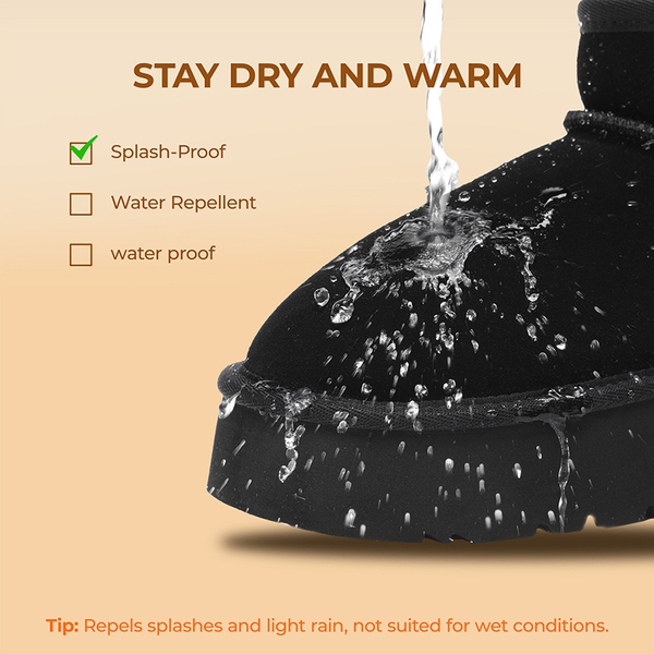Women’s Suede Faux Fur Snow Boots - BLACK - 5