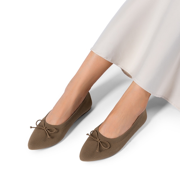 Women’s Foldable Breathable Bow Flats - BROWN - 6