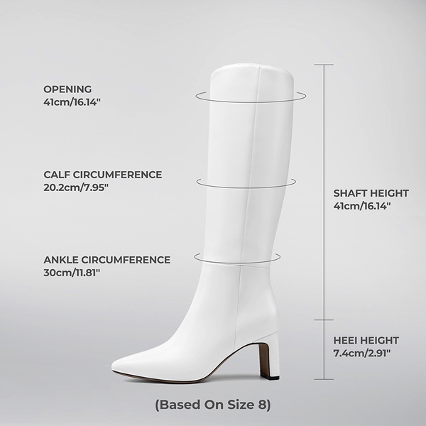 Women’s Classic Knee-High Block Boots - WHITE - 1