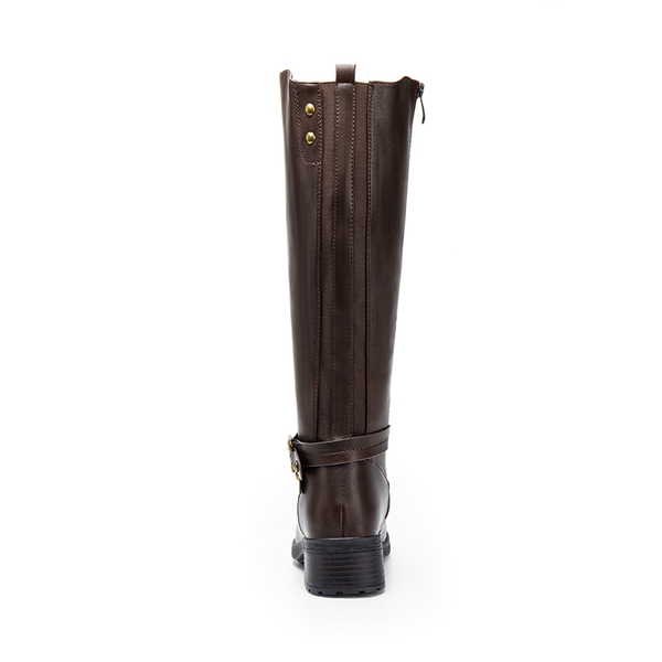 Women’s Wide-Calf Retro Knee-High Zipper Boots - BROWN - 3