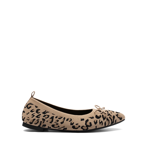 Ascenelle Women’s Foldable Breathable Bow Flats Knit Edition - LEOPARD - 1