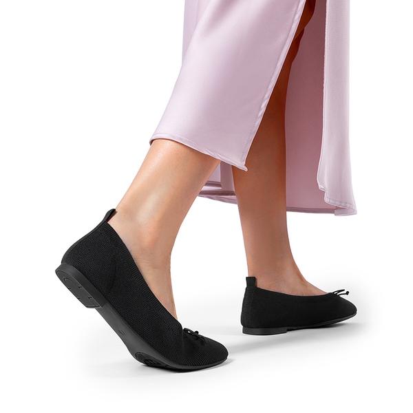 Ascenelle Women’s Foldable Breathable Bow Flats Knit Edition - BLACK - 5