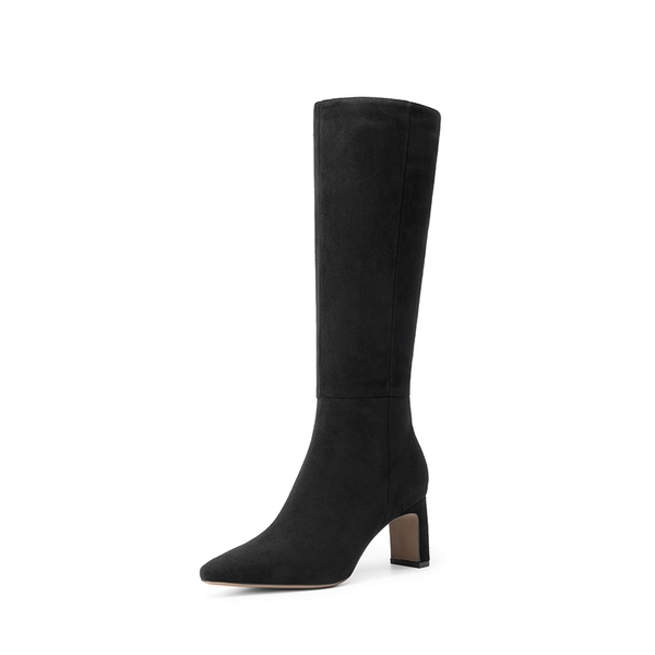 Women’s Classic Knee-High Block Boots - BLACK-SUEDE -  0